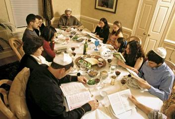Photograph:The seder, a ritual meal served on Passover, reinforces Jewish cultural cohesion by commemorating the Exodus from Egypt, an event that occurred in the 13th century BCE.